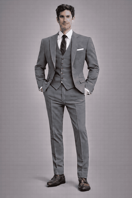 Gray Cotton Slim Fit Suit — Custom Made to Measure