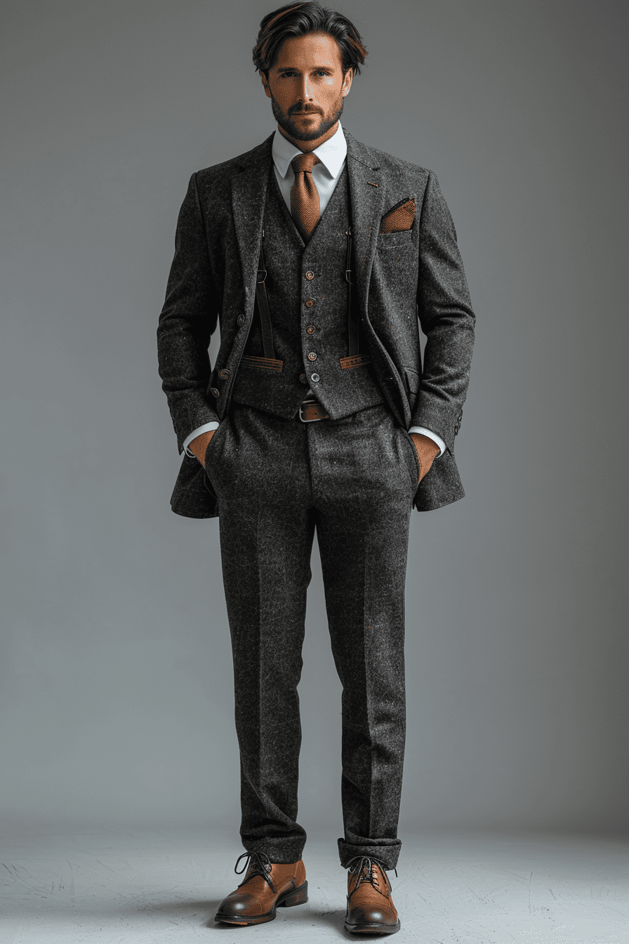 Gray Velvet Cocktail Party Suit — Custom Made to Measure