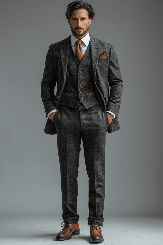 Gray Velvet Cocktail Party Suit — Custom Made to Measure