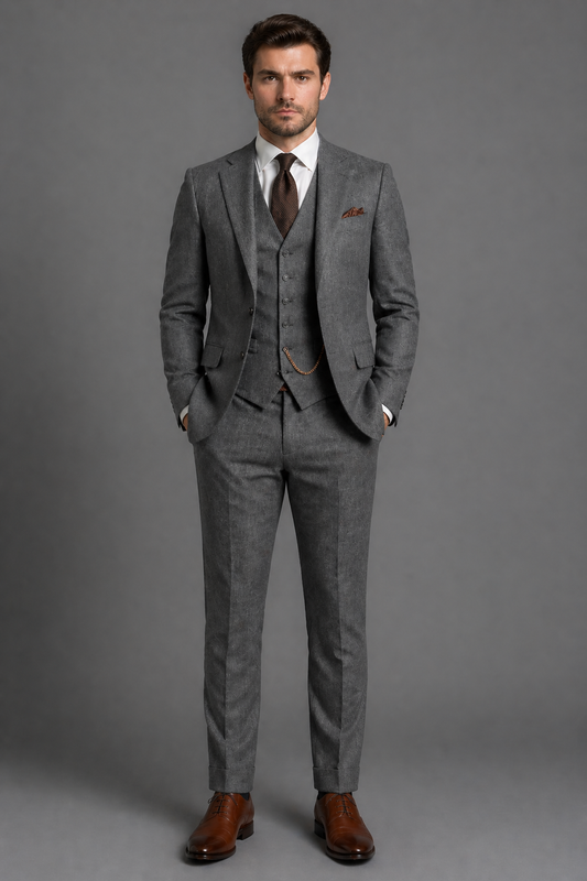 Gray Wool Father of the Bride Suit — Custom Made