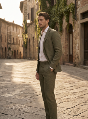 Green Linen Suit — Custom Made to Measure — 2