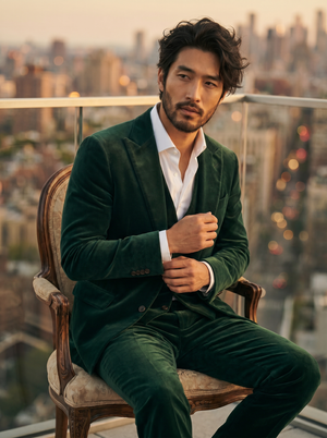 Green Velvet 3-Piece Suit — Custom Made to Measure — 3