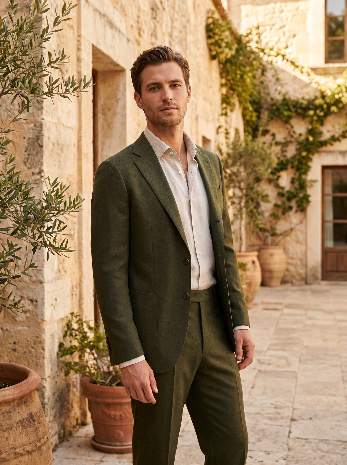 Green Wool Suit — Custom Made to Measure