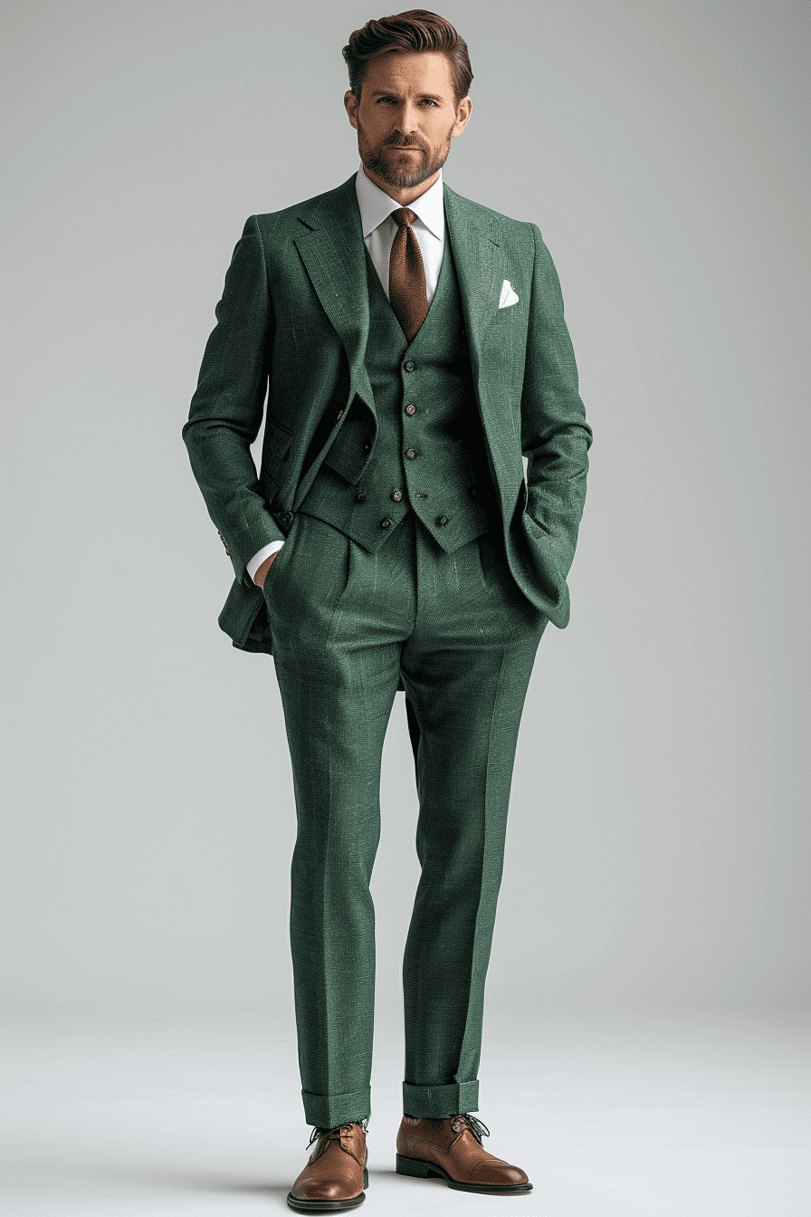 Green Cashmere Blend Suit — Custom Made to Measure