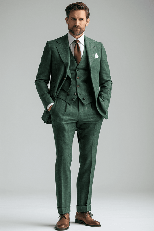 Green Cashmere Blend Suit — Custom Made to Measure