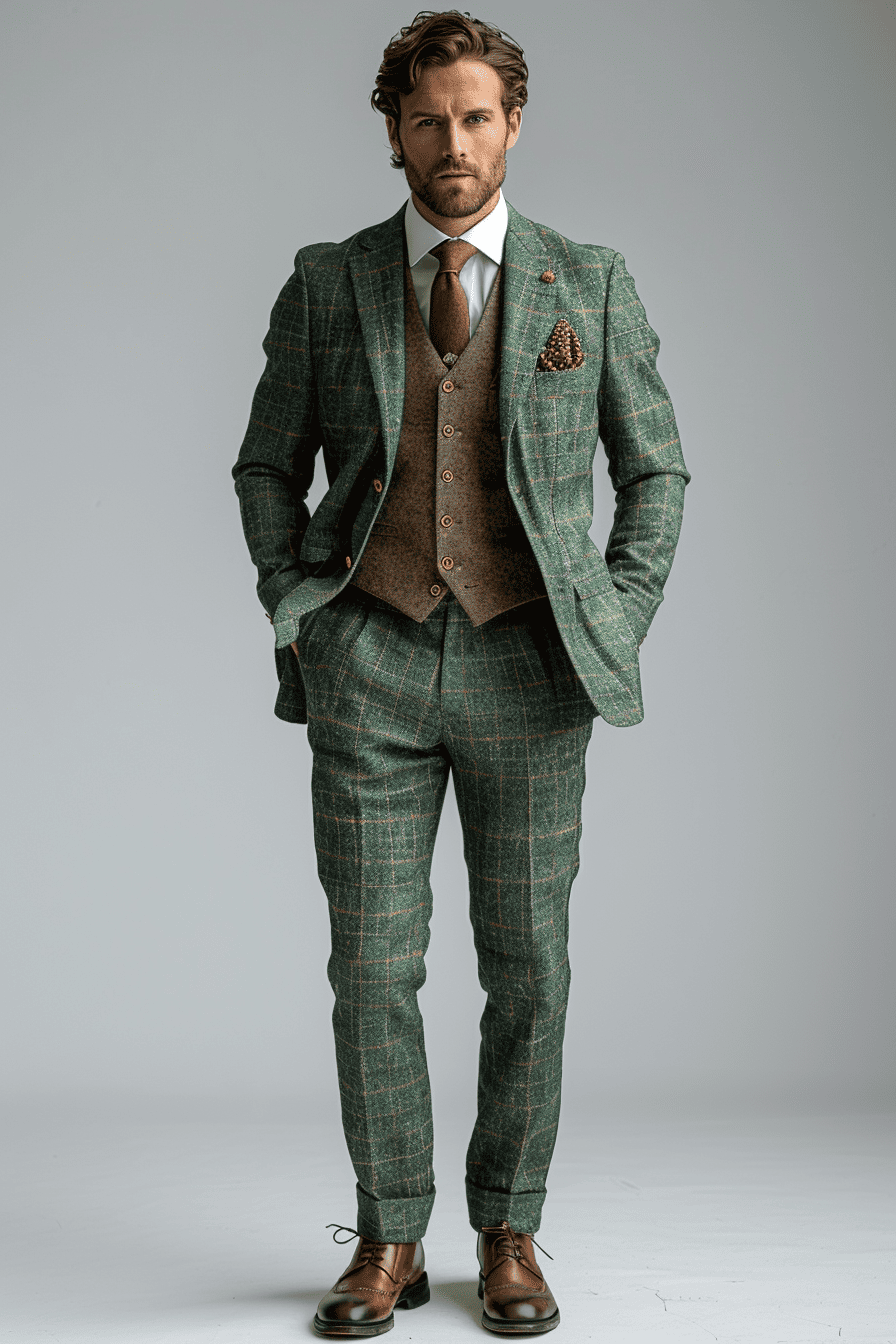 Green Linen Graduation Suit — Custom Made to Measure