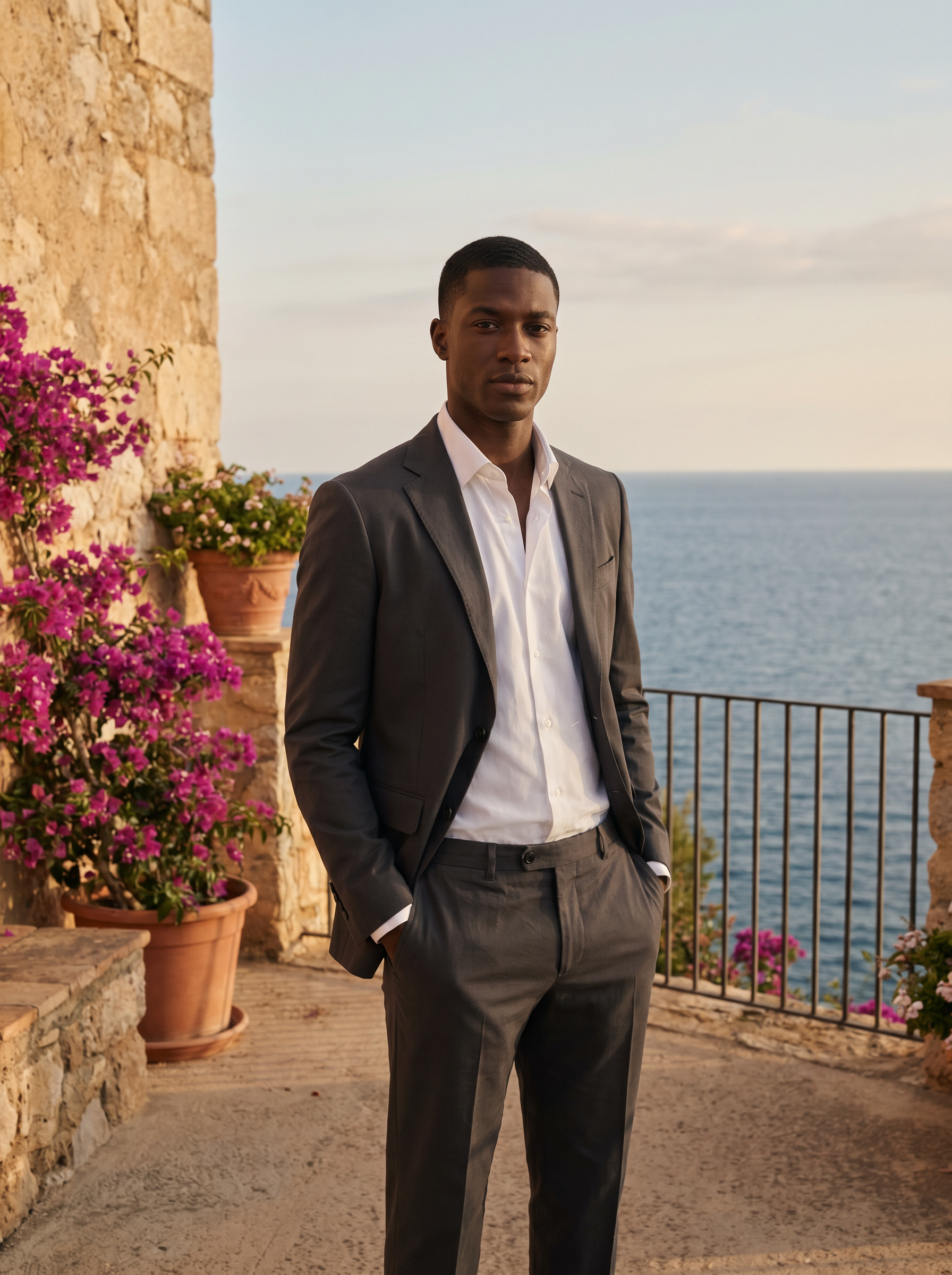 Grey Cotton Suit — Custom Made to Measure - front view