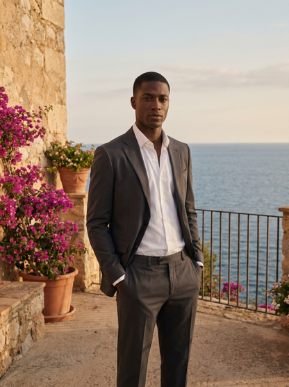 Grey Cotton Suit — Custom Made to Measure - front view