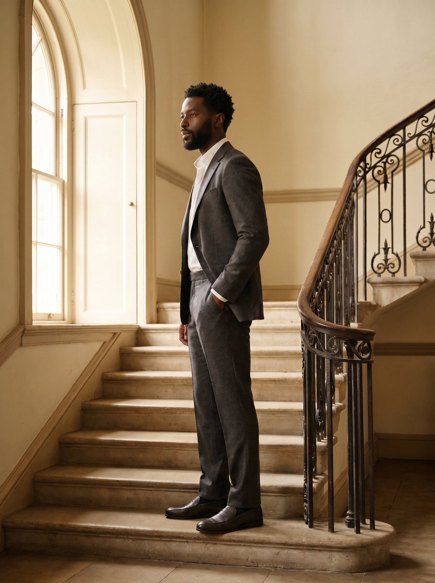 Grey Wool Suit — Custom Made to Measure - side view
