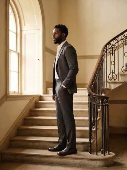Grey Wool Suit — Custom Made to Measure - side view