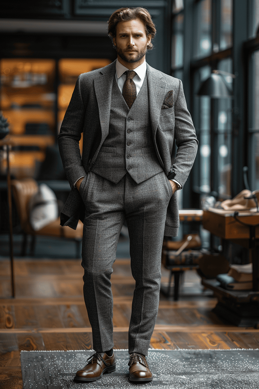 Grey Wool Cocktail Party Suit — Custom Made to Measure