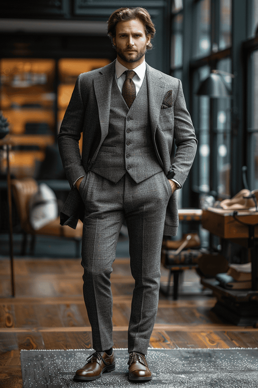 Grey Wool Cocktail Party Suit — Custom Made to Measure