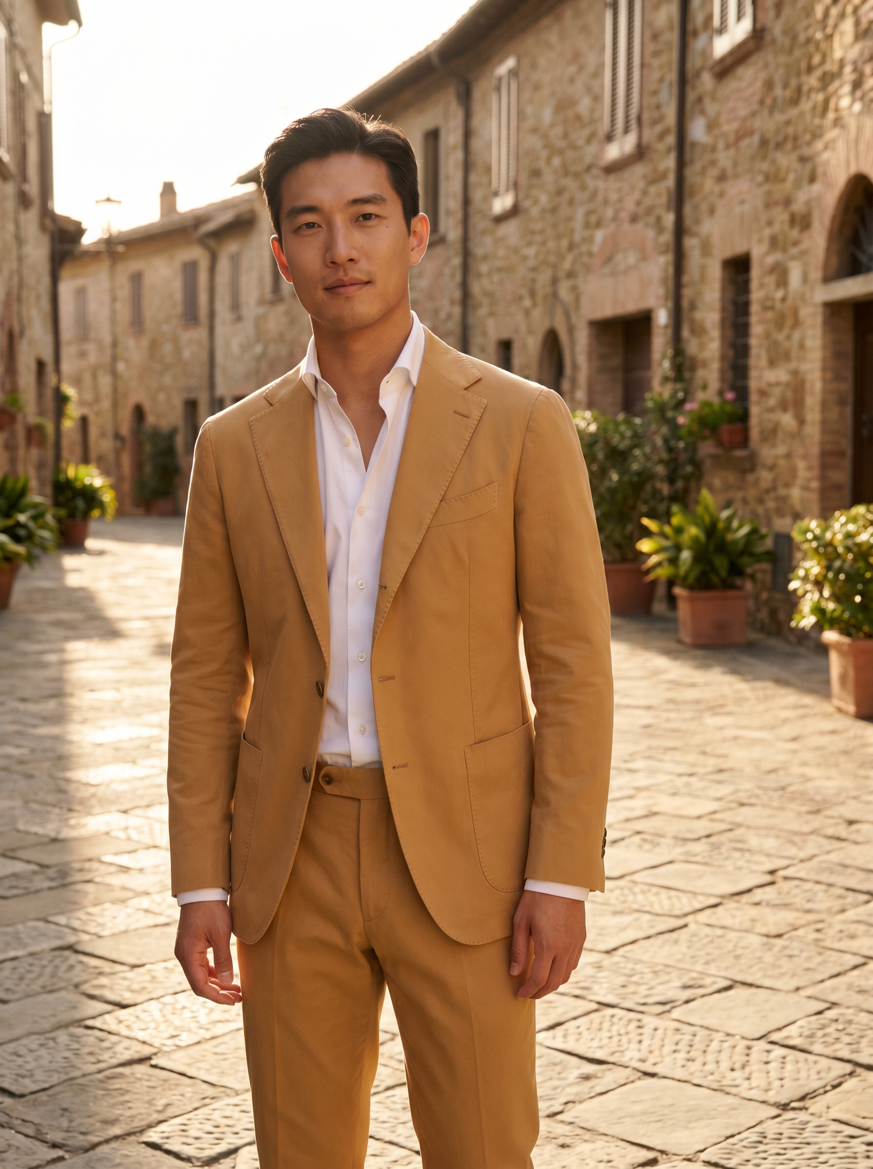 Honey Cotton Suit — Custom Made to Measure - front view
