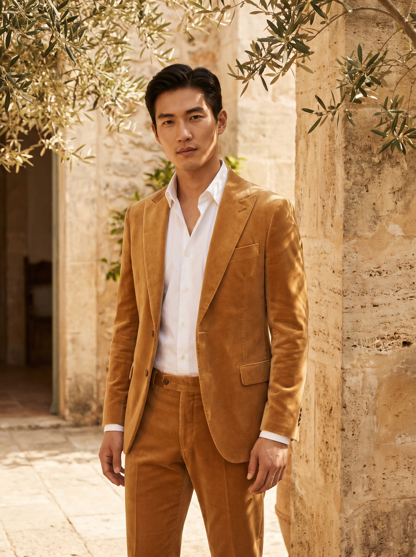 Honey Velvet Suit — Custom Made to Measure - front view