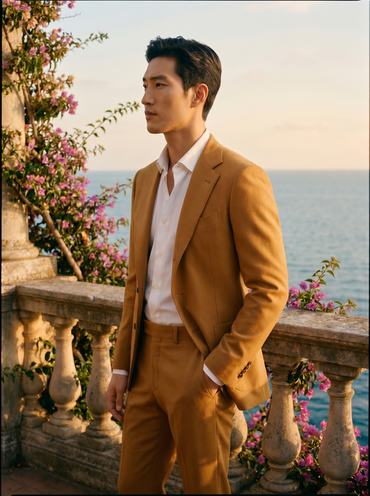 Honey Wool Suit — Custom Made to Measure - side view