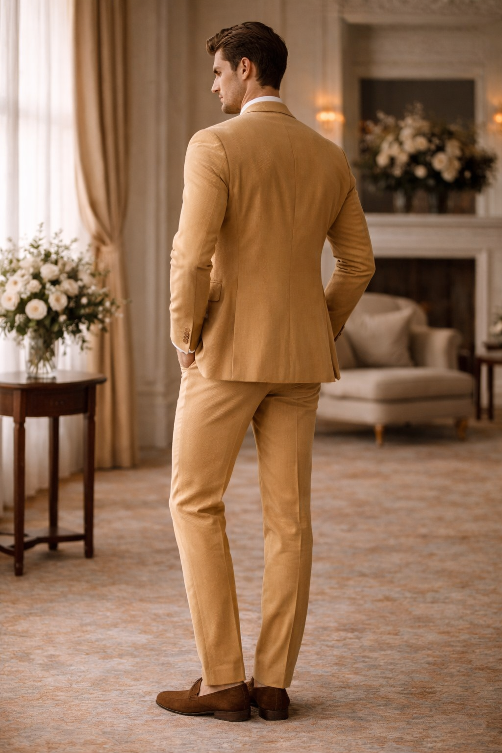 Honey Cotton Cocktail Party Suit — Custom Made to Measure