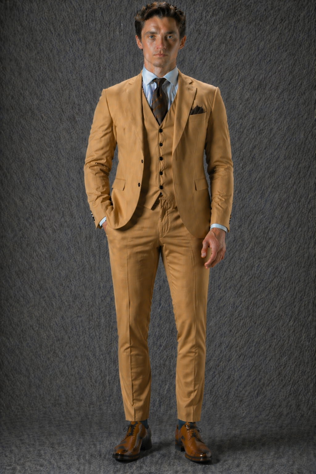 Honey Cotton Slim Fit Suit — Custom Made to Measure