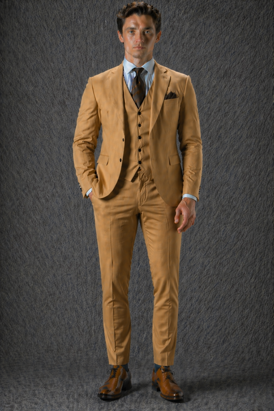 Honey Cotton Slim Fit Suit — Custom Made to Measure