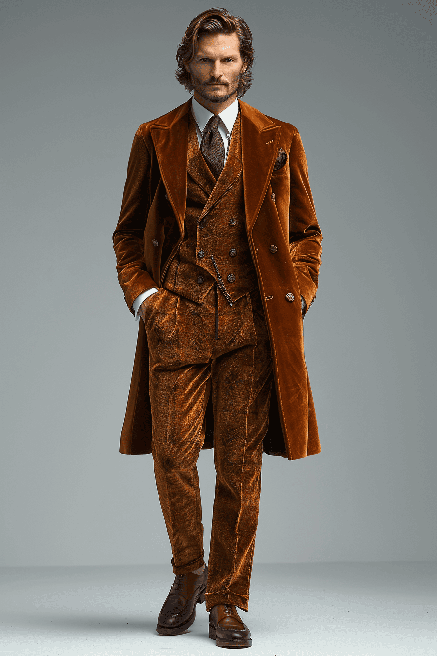 Honey Velvet Cocktail Party Suit — Custom Made to Measure