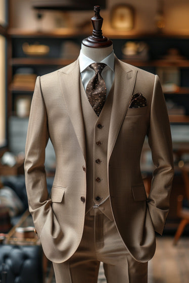 Beige Wool Suit — Custom Made to Measure