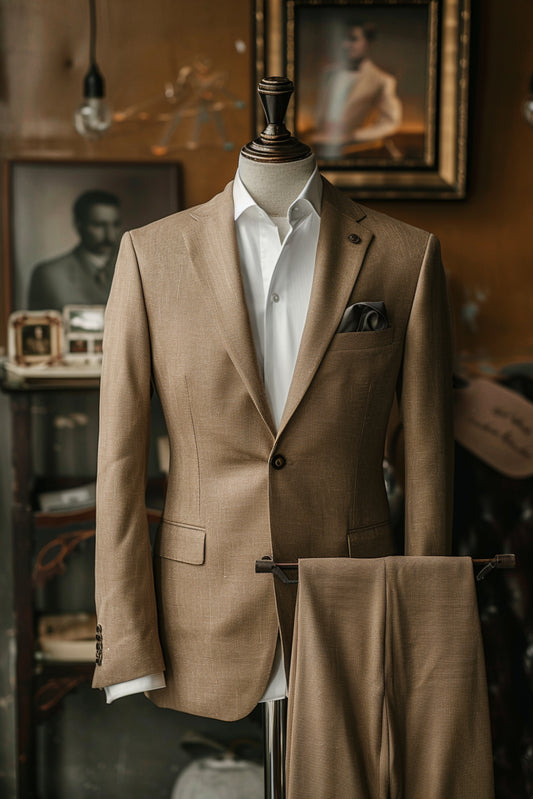 Dark Beige Linen Suit – Custom Made & Made to Measure