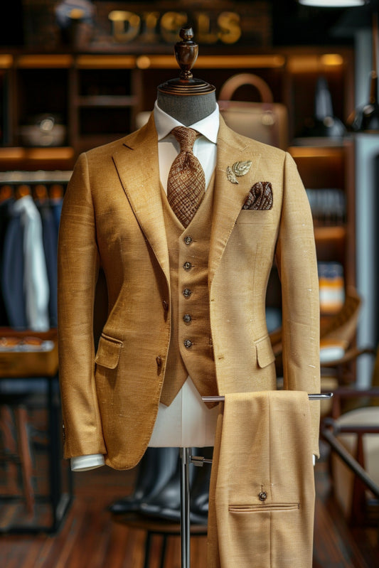 Golden Linen Suit – Custom Made & Made to Measure