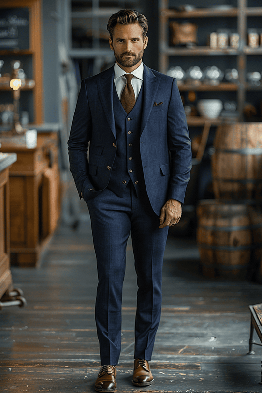 Navy Blue Cashmere Blend Suit — Custom Made to Measure