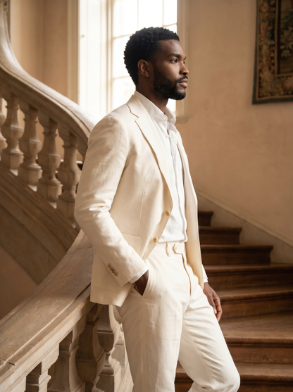 Ivory Cotton Suit — Custom Made to Measure - side view