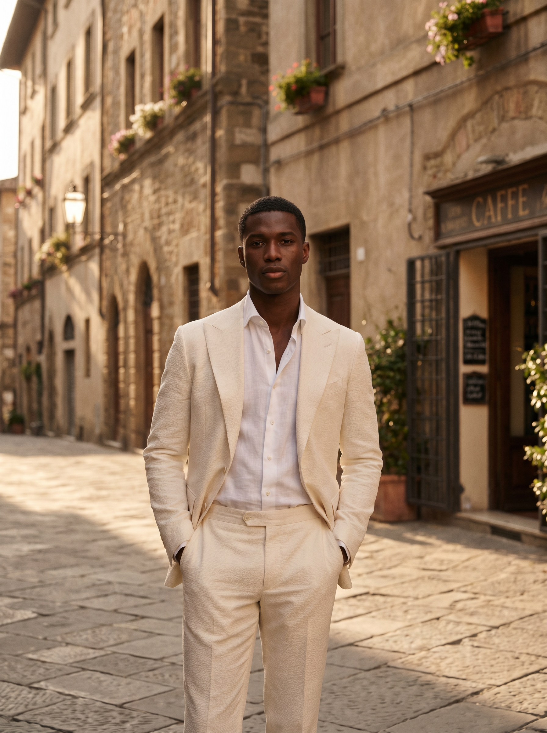Ivory Silk Blend Suit — Custom Made to Measure - front view