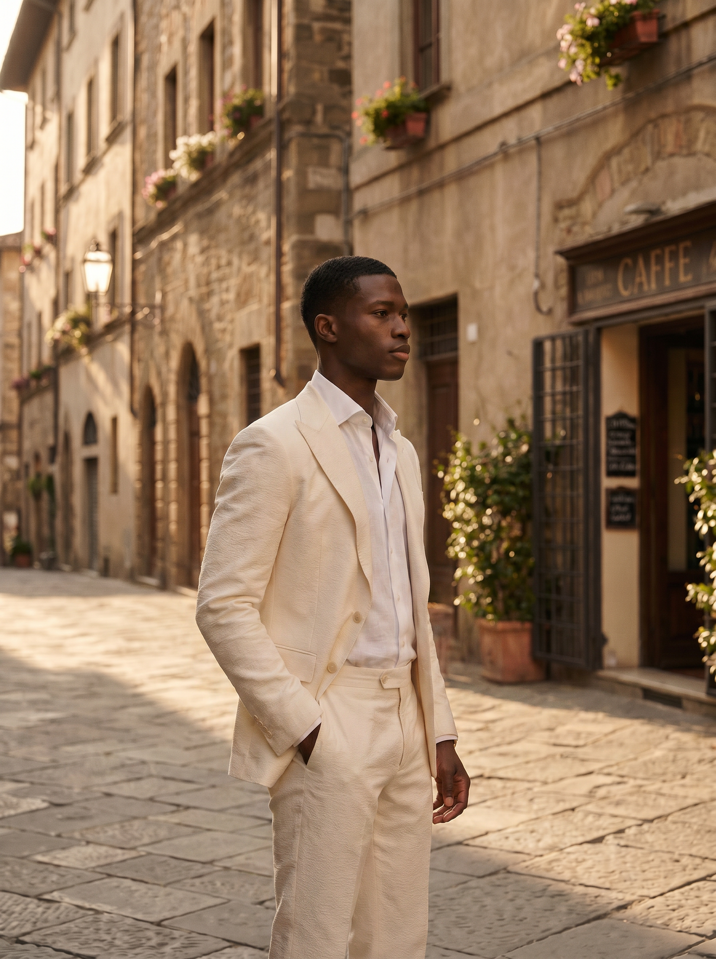 Ivory Silk Blend Suit — Custom Made to Measure - side view