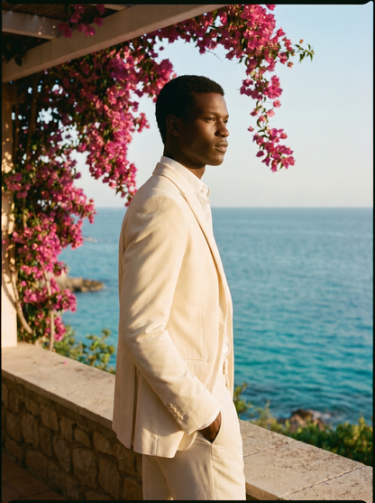 Ivory Velvet Suit — Custom Made to Measure - side view