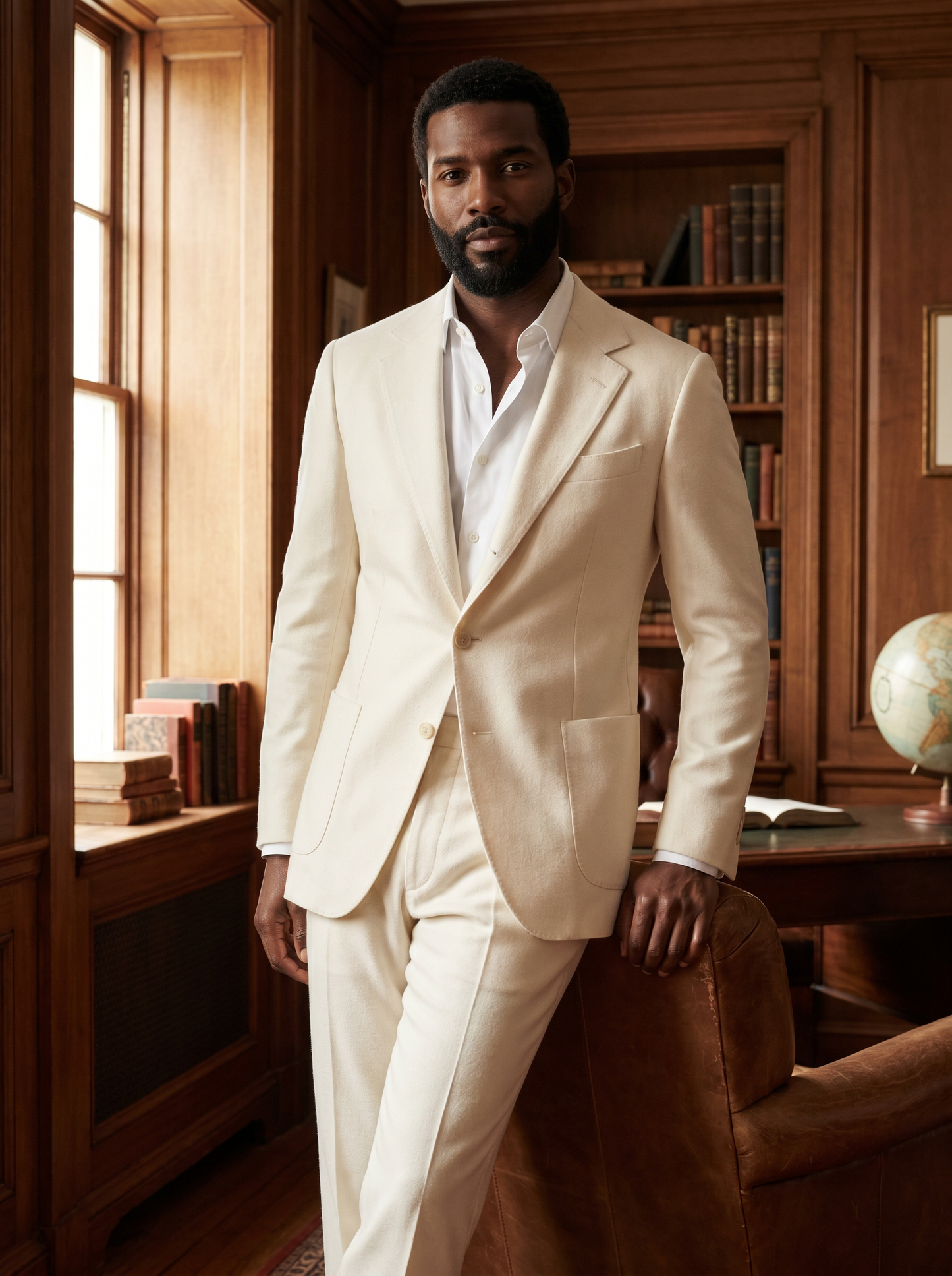 Ivory Wool Suit — Custom Made to Measure - front view