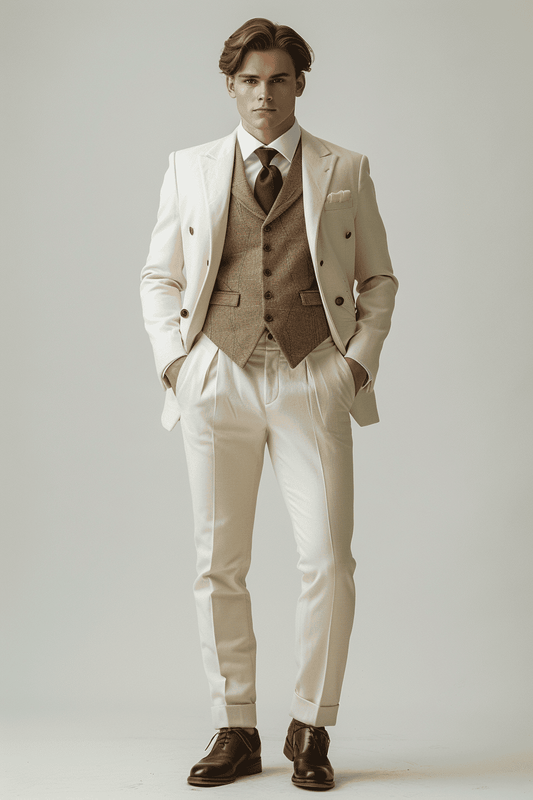 Ivory Wool Graduation Suit — Custom Made to Measure