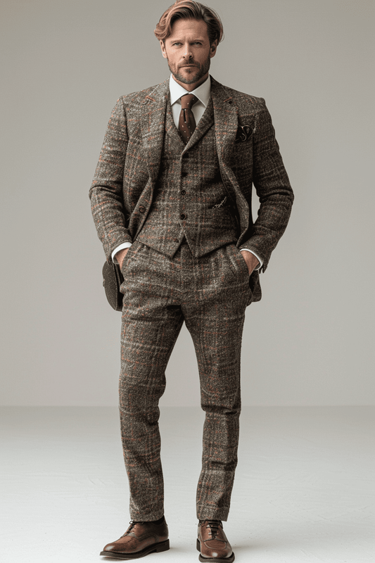 Khaki Tweed Suit — Custom Made to Measure