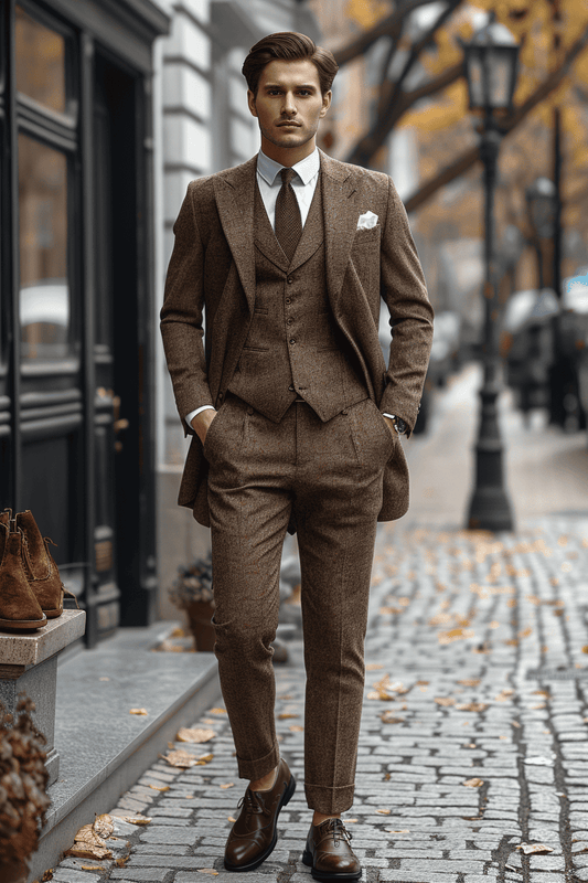 Khaki Velvet Cocktail Party Suit — Custom Made to Measure
