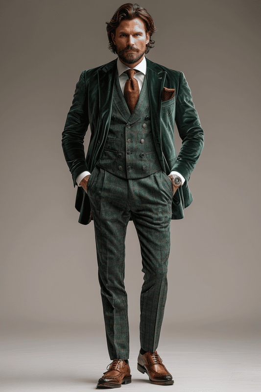 Khaki Velvet Graduation Suit — Custom Made to Measure