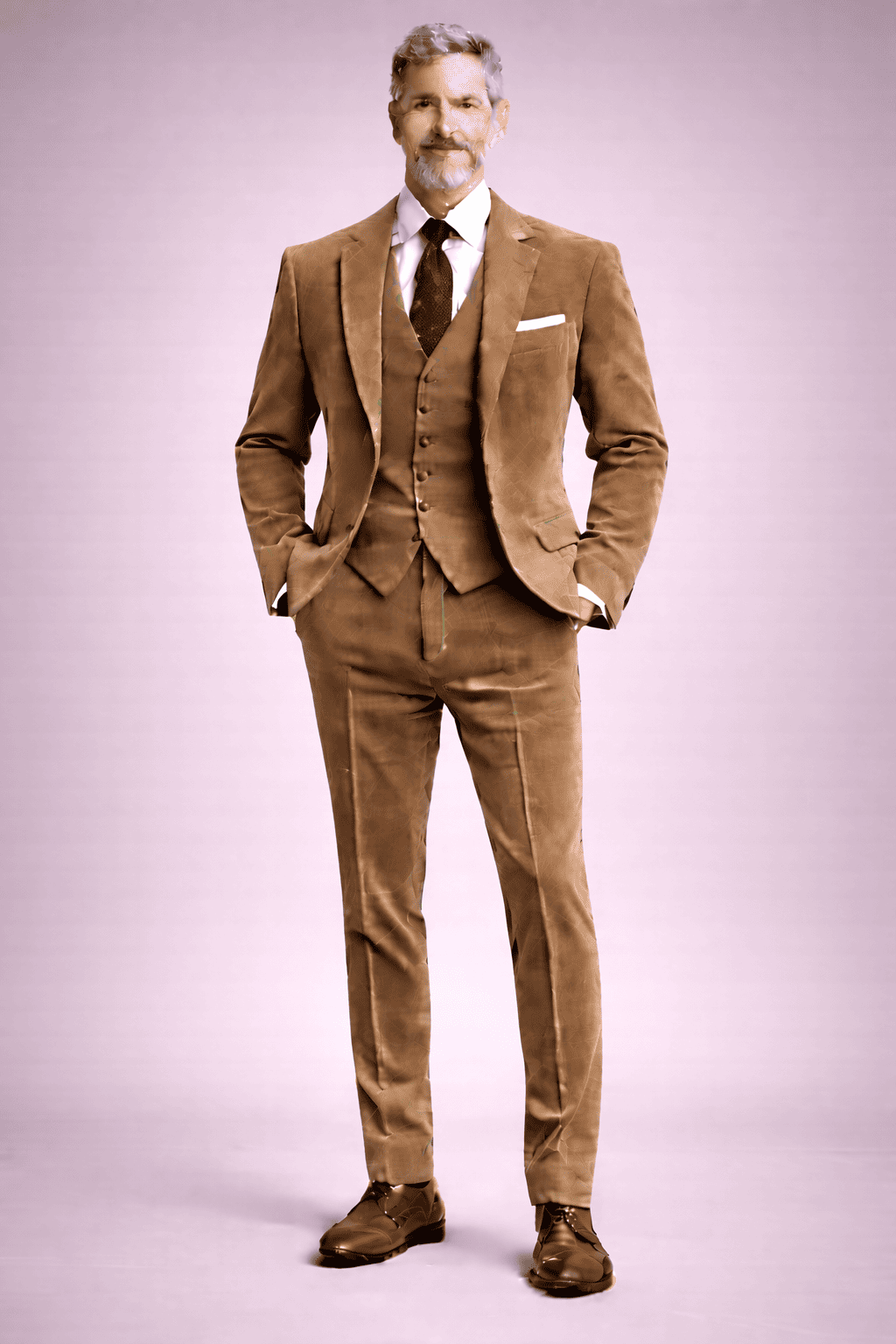 Khaki Velvet Slim Fit Suit — Custom Made to Measure