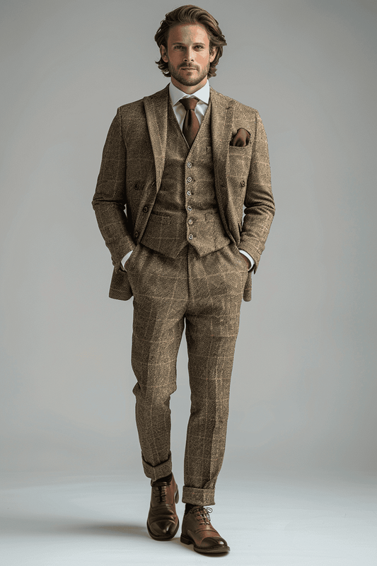 Khaki Wool Graduation Suit — Custom Made to Measure