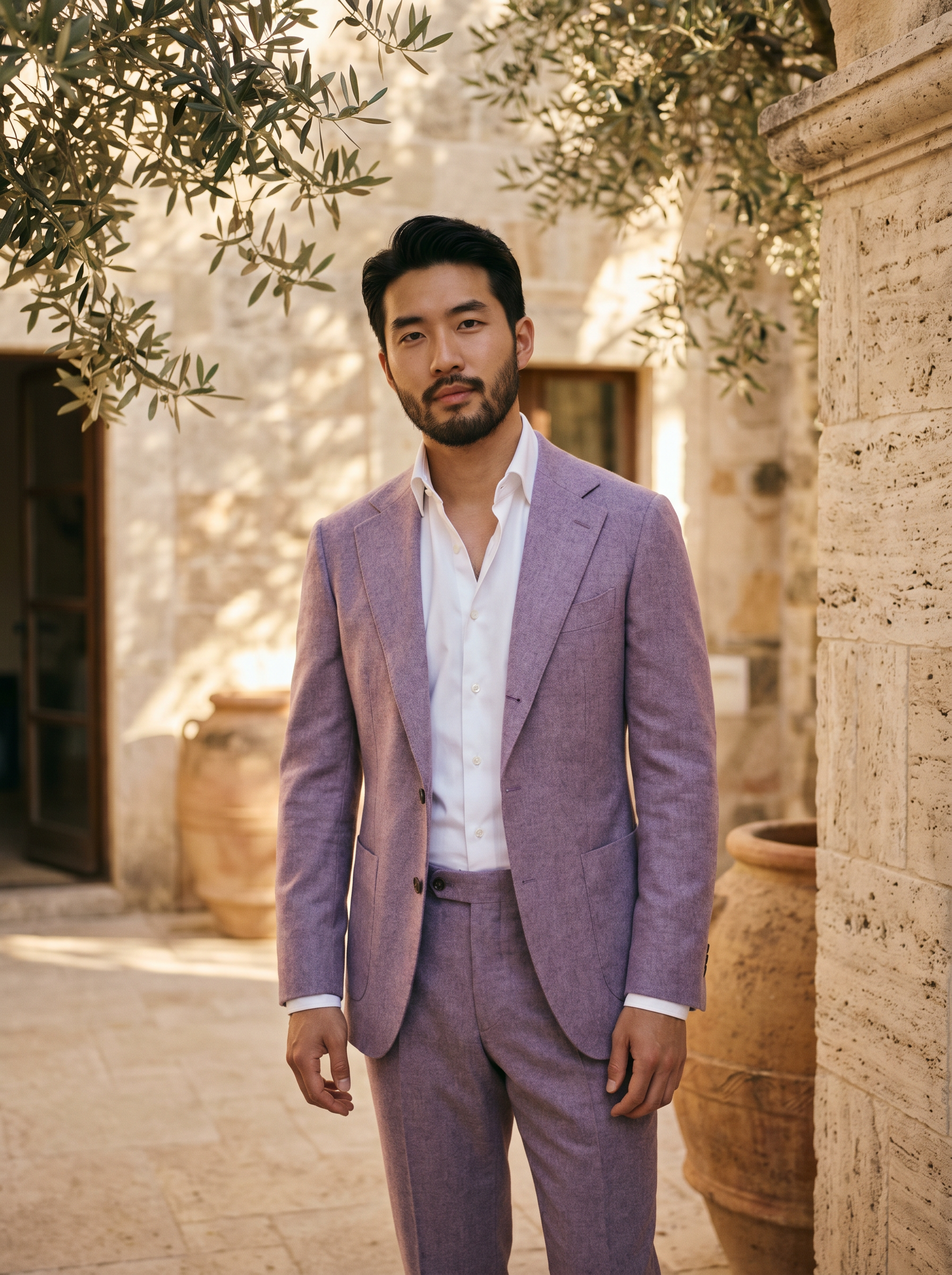 Lavender Flannel Suit — Custom Made to Measure - front view
