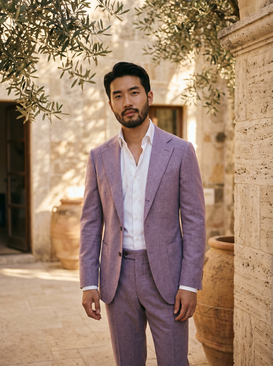 Lavender Flannel Suit — Custom Made to Measure - front view