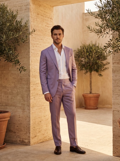 Lavender Silk Blend Suit — Custom Made to Measure - front view