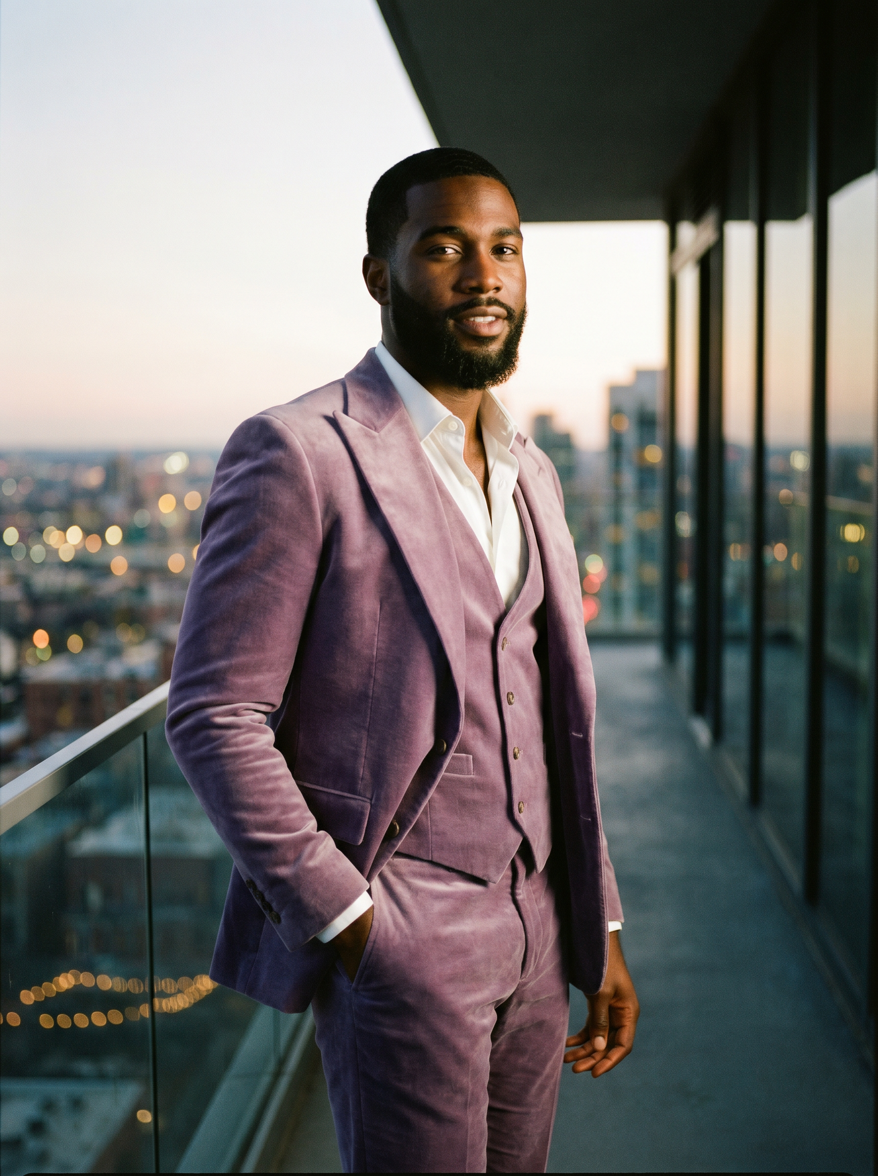 Lavender Velvet 3-Piece Suit — Custom Made to Measure - front view