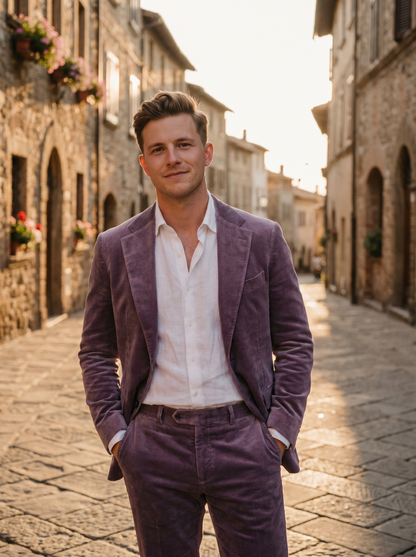 Lavender Velvet Suit — Custom Made to Measure - front view