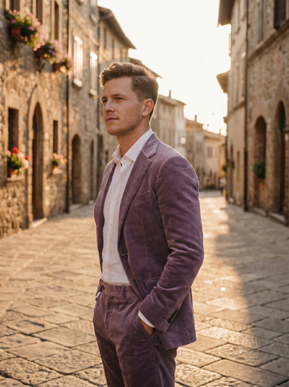 Lavender Velvet Suit — Custom Made to Measure - side view