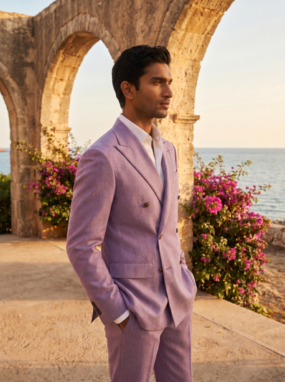Lavender Wool Double Breasted Suit — Custom Made to Measure - side view