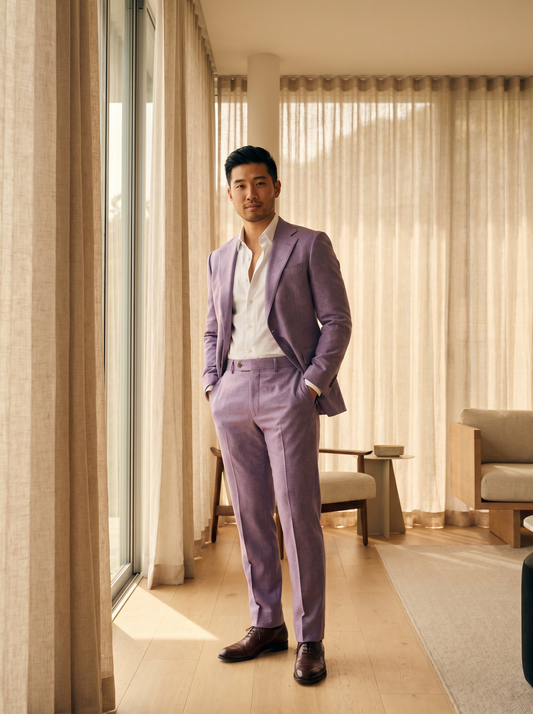Lavender Wool Groomsmen Suit — Custom Made to Measure - front view