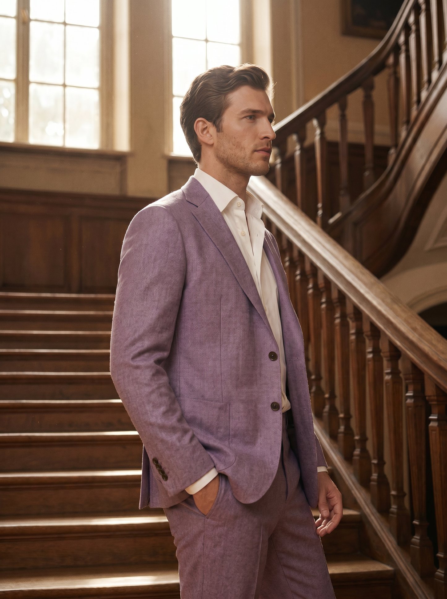 Lavender Wool Suit — Custom Made to Measure - side view