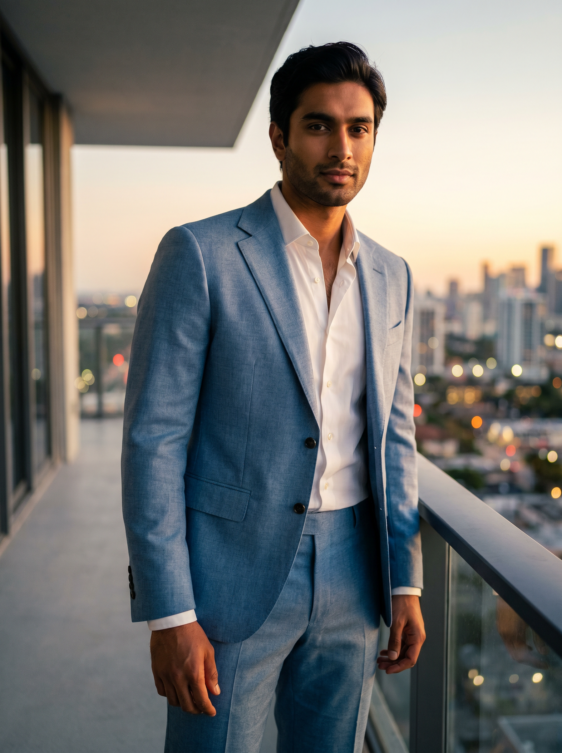 Light Blue Wool Suit — Custom Made to Measure - front view