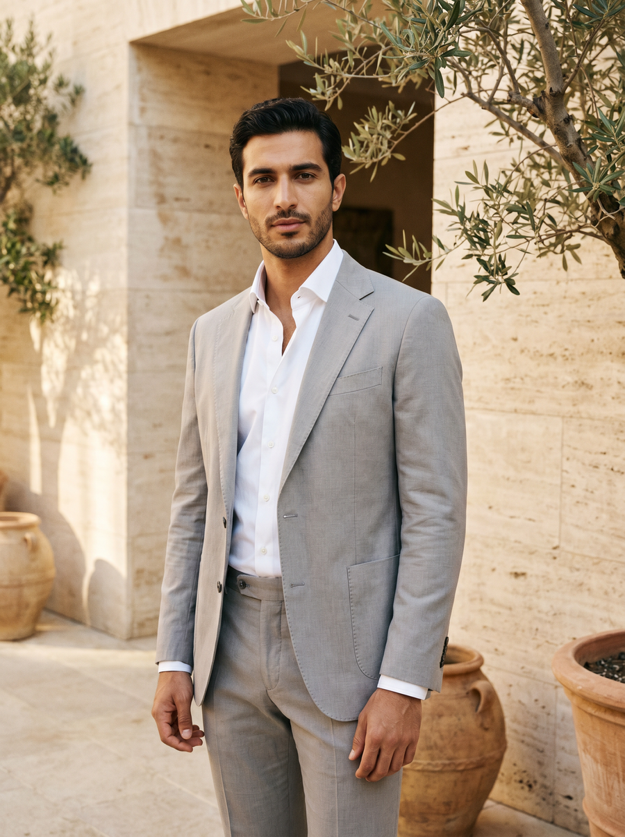 Light Gray Cotton Suit — Custom Made to Measure