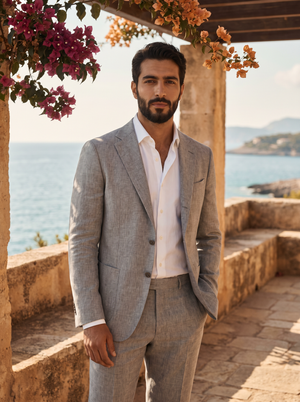 Light Gray Linen Suit — Custom Made to Measure — 1
